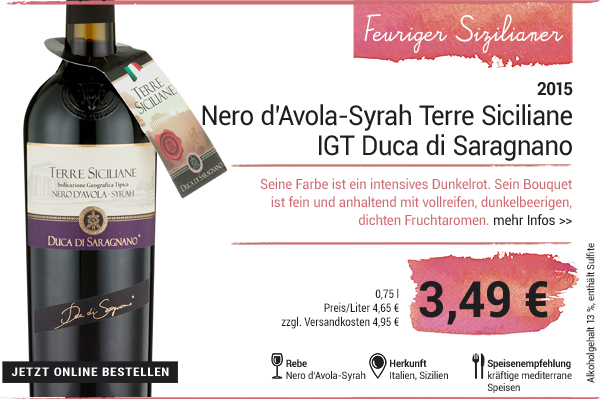 Nero dAvola-Syrah Terre Siciliane IGT 2015 - Italien